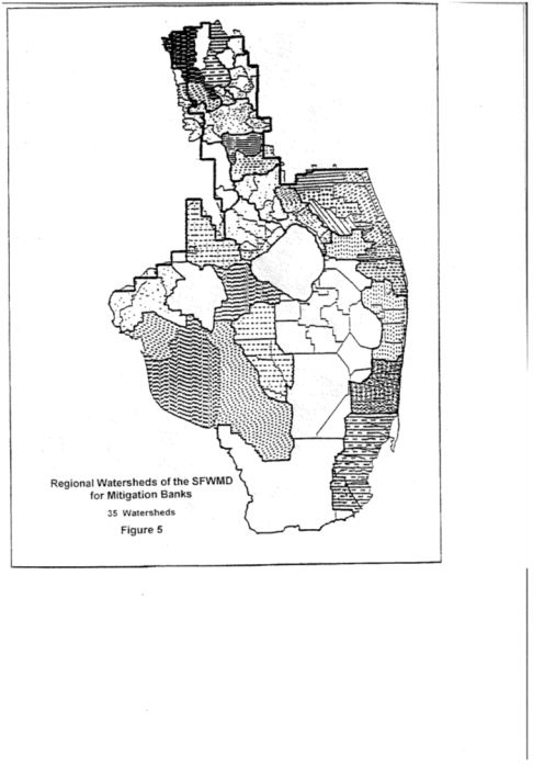 Title: Strike this existing map: Figure 5:  Regional Watersheds of the SFWMD for Mitigation Banks, 35 Watersheds.  - Description: Strike this existing map: Figure 5:  Regional Watersheds of the SFWMD for Mitigation Banks, 35 Watersheds. 